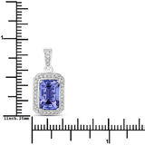 3.72 Carat Genuine Tanzanite and White Diamond 14K White Gold Pendant