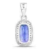 3.26 Carat Genuine Tanzanite and White Diamond 14K White Gold Pendant