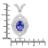 4.55 Carat Genuine Tanzanite and White Diamond 14K White Gold Pendant
