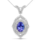 4.55 Carat Genuine Tanzanite and White Diamond 14K White Gold Pendant