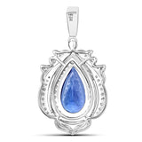4.49 Carat Genuine Tanzanite and White Diamond 14K White Gold Pendant