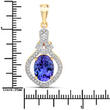 4.18 Carat Genuine Tanzanite and White Diamond 14K Yellow Gold Pendant