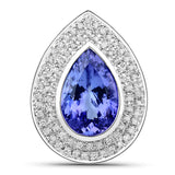 5.39 Carat Genuine Tanzanite and White Diamond 14K White Gold Pendant