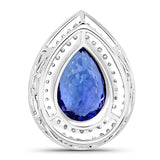 5.39 Carat Genuine Tanzanite and White Diamond 14K White Gold Pendant