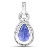 3.43 Carat Genuine Tanzanite and White Diamond 14K White Gold Pendant