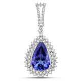 8.35 Carat Genuine Tanzanite and White Diamond 14K White Gold Pendant