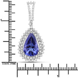 8.35 Carat Genuine Tanzanite and White Diamond 14K White Gold Pendant