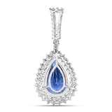 8.35 Carat Genuine Tanzanite and White Diamond 14K White Gold Pendant