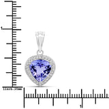 3.10 Carat Genuine Tanzanite and White Diamond 14K White Gold Pendant
