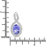 3.90 ct. Genuine Tanzanite and White Diamond 14K White Gold Pendant