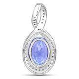 3.90 ct. Genuine Tanzanite and White Diamond 14K White Gold Pendant