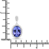 3.52 Carat Genuine Tanzanite and White Diamond 14K White Gold Pendant