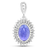 3.52 Carat Genuine Tanzanite and White Diamond 14K White Gold Pendant