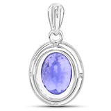 3.83 Carat Genuine Tanzanite and White Diamond 14K White Gold Pendant