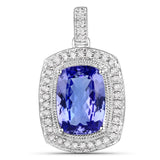 4.22 ct Genuine Tanzanite and White Diamond 14K White Gold Pendant