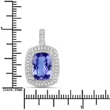 4.22 ct Genuine Tanzanite and White Diamond 14K White Gold Pendant