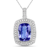 4.22 ct Genuine Tanzanite and White Diamond 14K White Gold Pendant