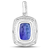 4.22 ct Genuine Tanzanite and White Diamond 14K White Gold Pendant