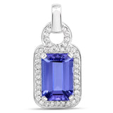 4.12 Carat Genuine Tanzanite and White Diamond 14K White Gold Pendant