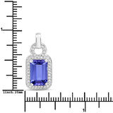 4.12 Carat Genuine Tanzanite and White Diamond 14K White Gold Pendant