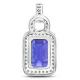 4.12 Carat Genuine Tanzanite and White Diamond 14K White Gold Pendant