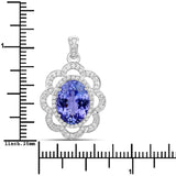 4.31 Carat Genuine Tanzanite and White Diamond 14K White Gold Pendant