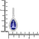 3.48 Carat Genuine Tanzanite and White Diamond 14K White Gold Pendant