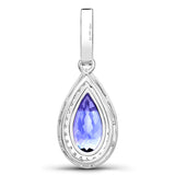 3.48 Carat Genuine Tanzanite and White Diamond 14K White Gold Pendant