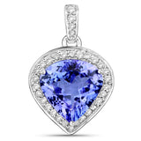 2.81 Carat Genuine Tanzanite and White Diamond 14K White Gold Pendant