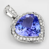 2.81 Carat Genuine Tanzanite and White Diamond 14K White Gold Pendant