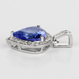 2.81 Carat Genuine Tanzanite and White Diamond 14K White Gold Pendant
