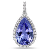 4.22 ct Genuine Tanzanite and White Diamond 14K White Gold Pendant