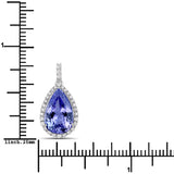 4.22 ct Genuine Tanzanite and White Diamond 14K White Gold Pendant
