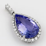 4.22 ct Genuine Tanzanite and White Diamond 14K White Gold Pendant