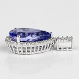 4.22 ct Genuine Tanzanite and White Diamond 14K White Gold Pendant