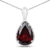 3.50 Carat Genuine Garnet .925 Sterling Silver Pendant