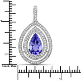 4.40 Carat Genuine Tanzanite and White Diamond 14K White Gold Pendant