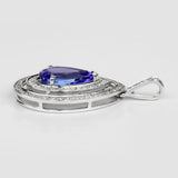 4.40 Carat Genuine Tanzanite and White Diamond 14K White Gold Pendant