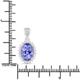 3.42 Carat Genuine Tanzanite and White Diamond 14K White Gold Pendant