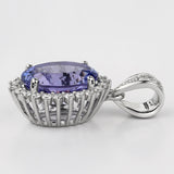 3.42 Carat Genuine Tanzanite and White Diamond 14K White Gold Pendant