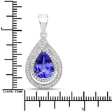 3.85 Carat Genuine Tanzanite and White Diamond 14K White Gold Pendant