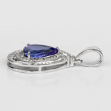3.85 Carat Genuine Tanzanite and White Diamond 14K White Gold Pendant