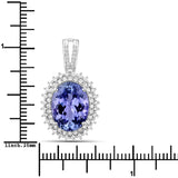 7.06 Carat Genuine Tanzanite and White Diamond 14K White Gold Pendant