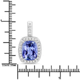 3.22 Carat Genuine Tanzanite and White Diamond 14K White Gold Pendant