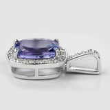 3.22 Carat Genuine Tanzanite and White Diamond 14K White Gold Pendant