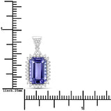 3.98 Carat Genuine Tanzanite and White Diamond 14K White Gold Pendant