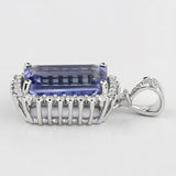 3.98 Carat Genuine Tanzanite and White Diamond 14K White Gold Pendant