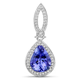 3.63 Carat Genuine Tanzanite and White Diamond 14K White Gold Pendant