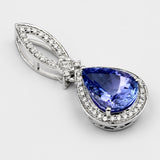 3.63 Carat Genuine Tanzanite and White Diamond 14K White Gold Pendant