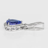 3.63 Carat Genuine Tanzanite and White Diamond 14K White Gold Pendant